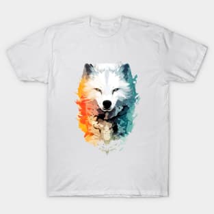 Wolf Wild Nature Animal Colors Art Paint T-Shirt